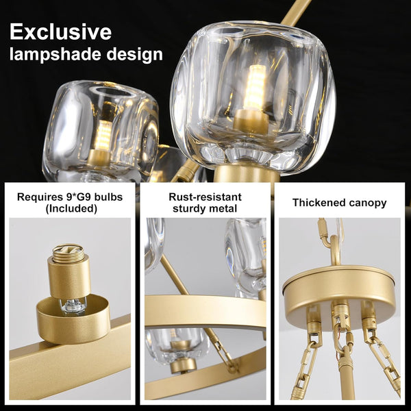 Wagon Wheel Glass Round Chandelier 24" 36" 48" 60"