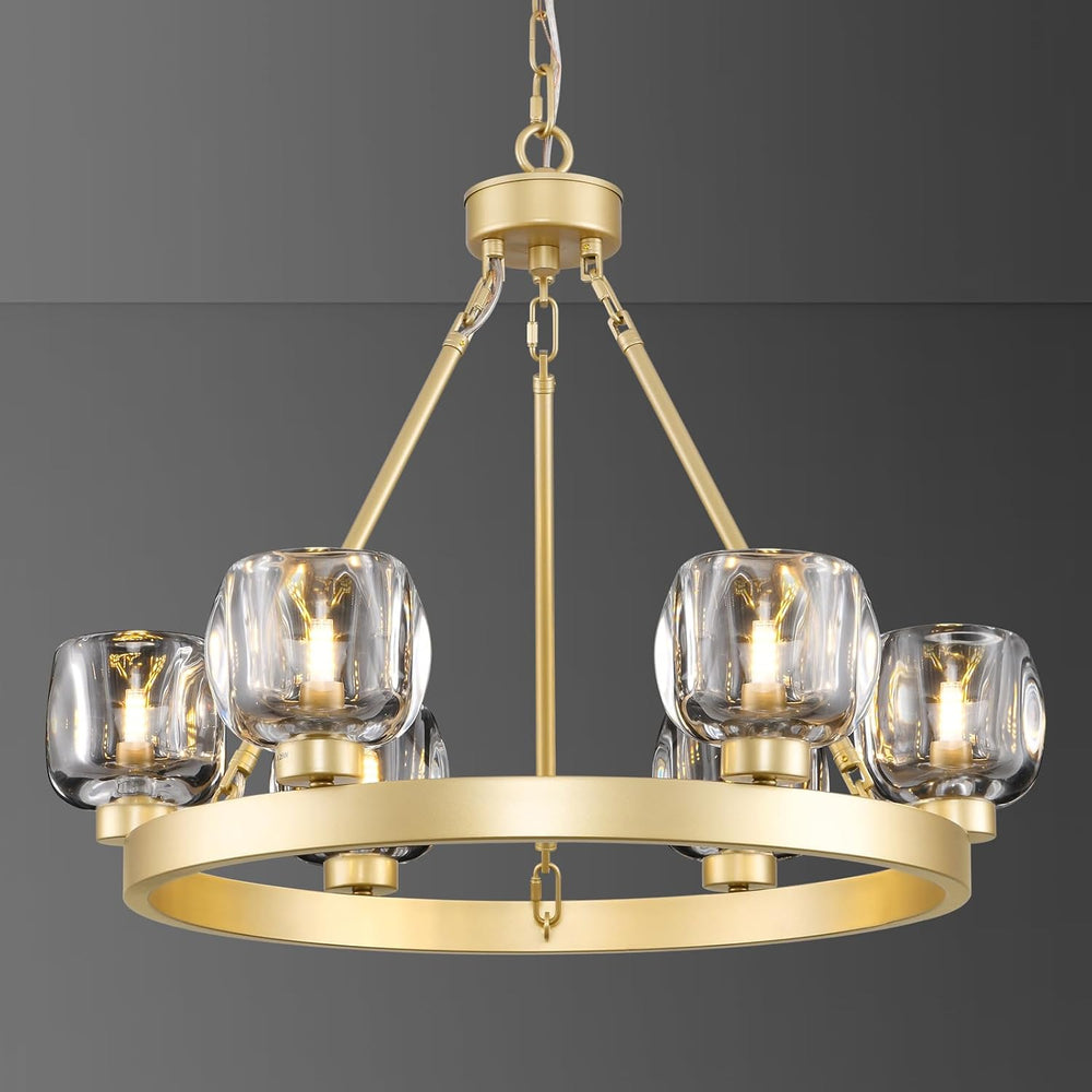 Wagon Wheel Glass Round Chandelier 24" 36" 48" 60"