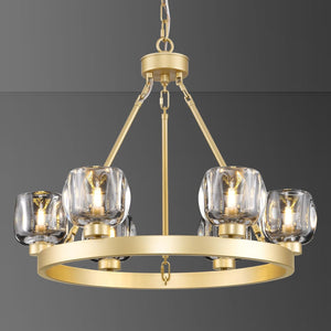 Wagon Wheel Glass Round Chandelier 24" 36" 48" 60"