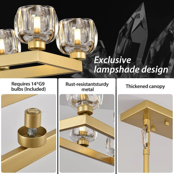 Wagon Wheel Glass Linear Chandelier 59" 72"