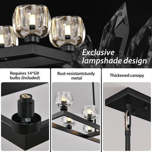 Wagon Wheel Glass Linear Chandelier 59" 72"