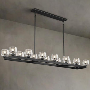 Wagon Wheel Glass Linear Chandelier 59" 72"