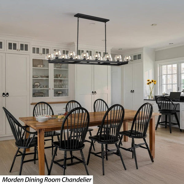 Wagon Wheel Glass Linear Chandelier 59" 72"