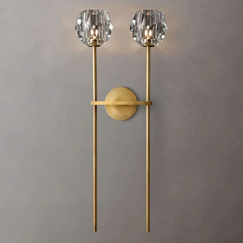 Kristina Clear Glass Double Grand Bathroom Wall Sconce