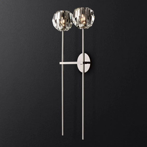 Kristina Clear Glass Double Grand Bathroom Wall Sconce