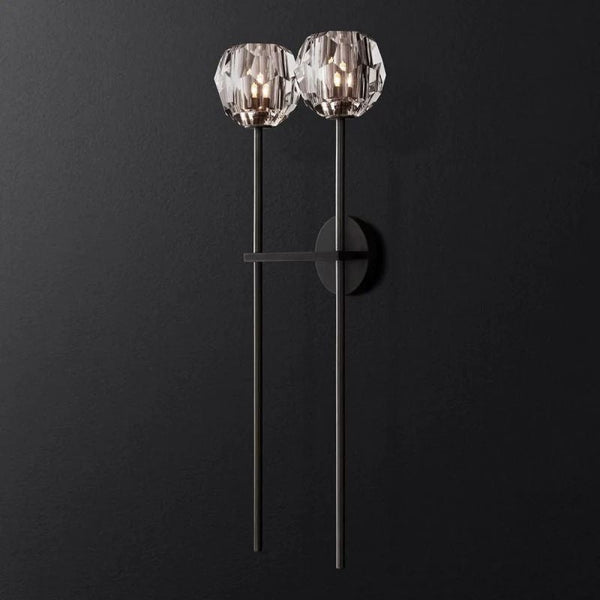 Kristina Clear Glass Double Grand Bathroom Wall Sconce