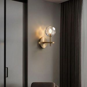 Kristina Clear Glass Short Bedroom Wall Sconce