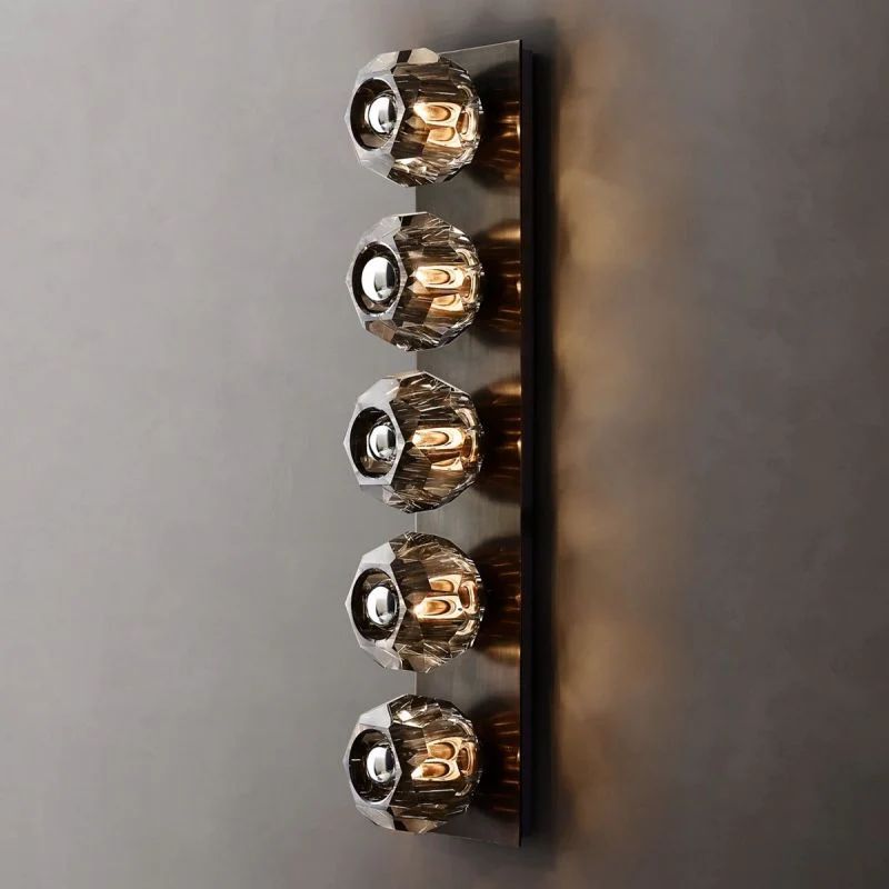 Kristina Smoke Glass Linear Grand Bathroom Wall Sconce