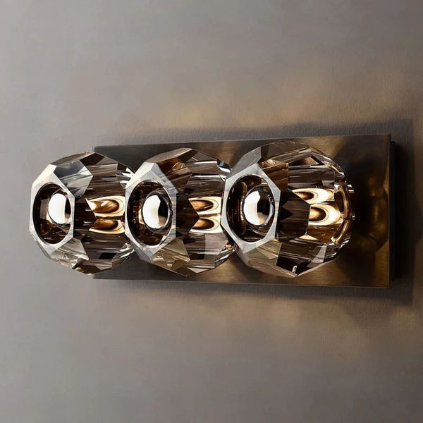 Kristina Smoke Glass Linear Short Bathroom Wall Sconce