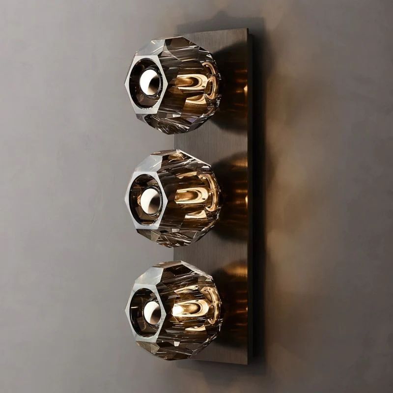 Kristina Smoke Glass Linear Short Bathroom Wall Sconce
