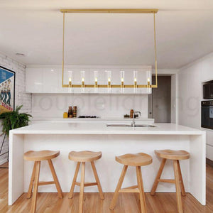 Ravelle 59-Inch Linear Glass Shade Chandelier for Dining Room
