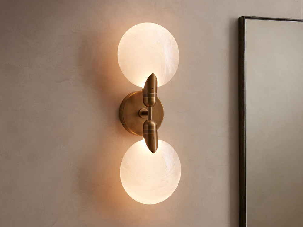 Lyla Double Wall Sconce Hand Blown Glass Brass Finish