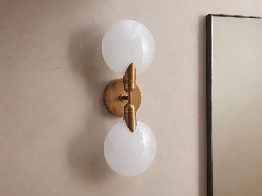 Lyla Double Wall Sconce Hand Blown Glass Brass Finish
