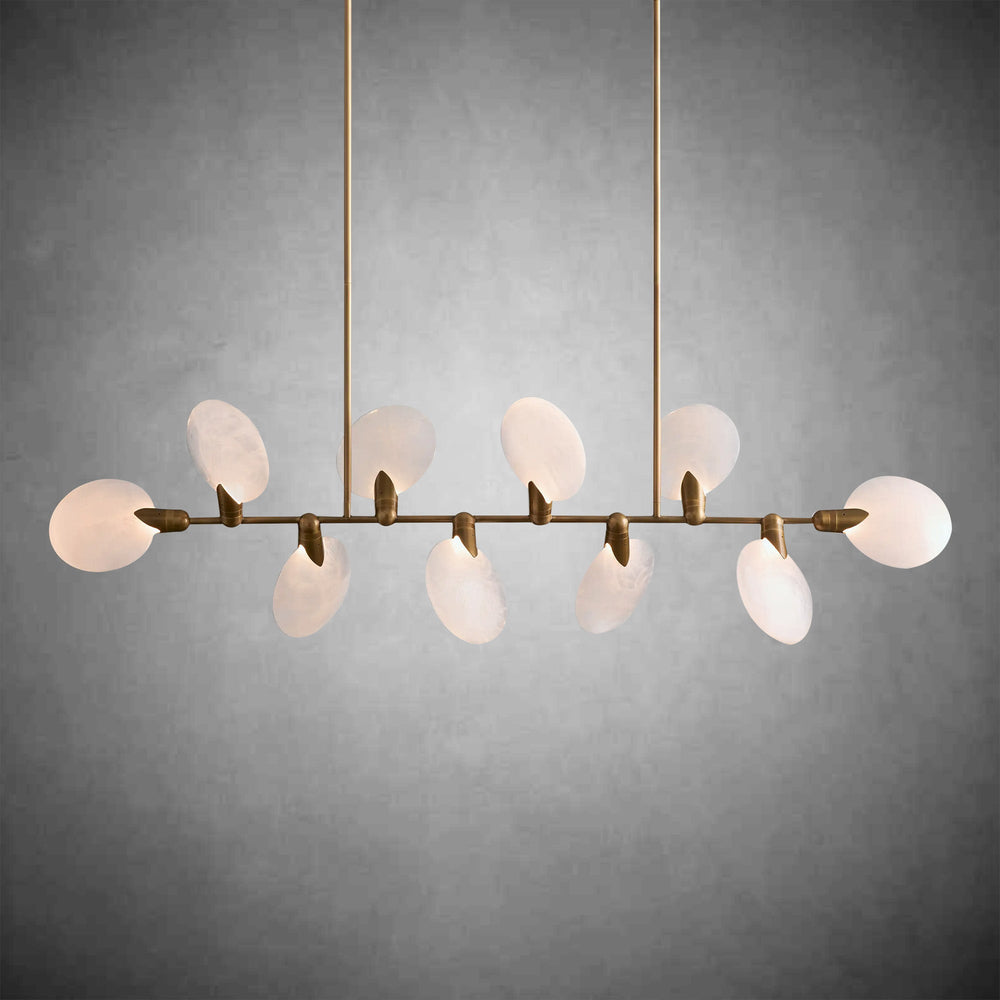 Lyla Hand-Blown Glass Linear Chandelier with Integrated Adjustable LED Lighting