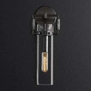 Mechanic Glass Cylinder Bedroom Wall Sconce 12''