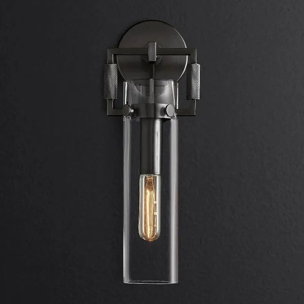 Mechanic Glass Cylinder Bedroom Wall Sconce 12''