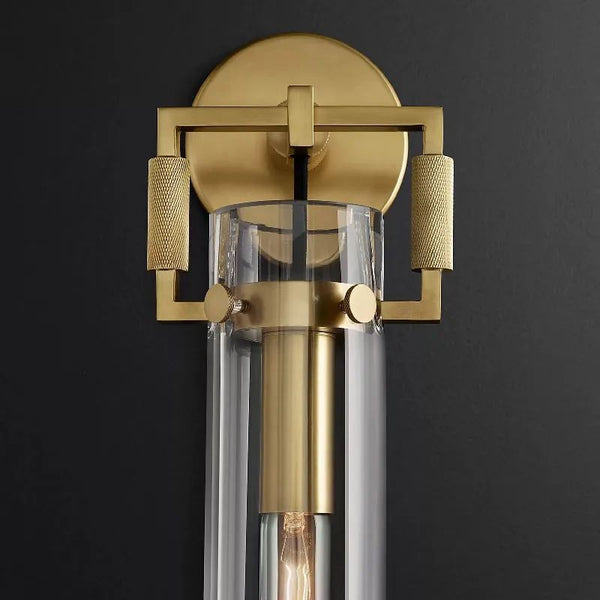 Mechanic Glass Cylinder Bedroom Wall Sconce 12''