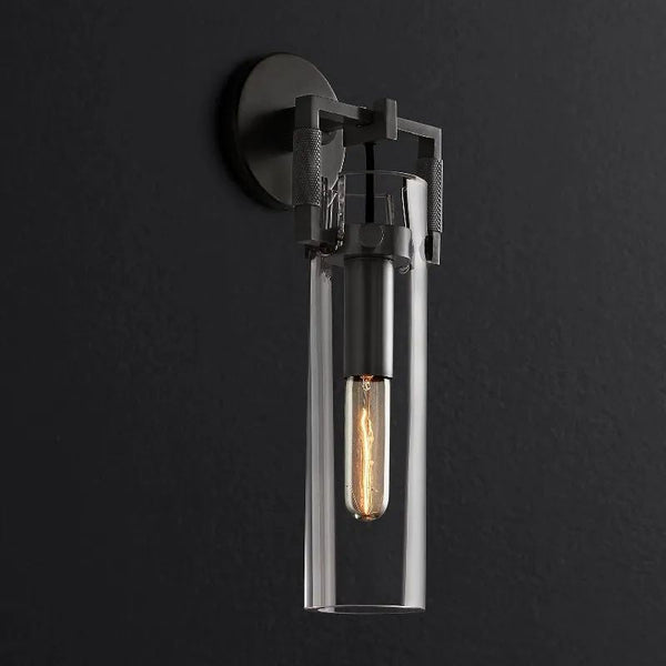 Mechanic Glass Cylinder Bedroom Wall Sconce 12''