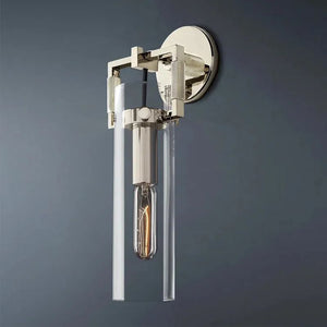 Mechanic Glass Cylinder Bedroom Wall Sconce 12''