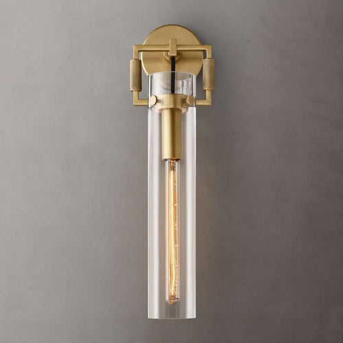 Mechanic Glass Cylinder Bedroom Wall Sconce 16''