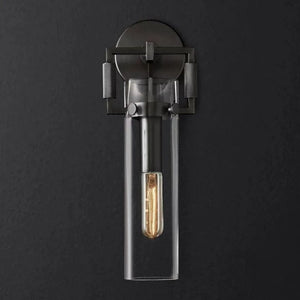 Mechanic Glass Cylinder Bedroom Wall Sconce 9''