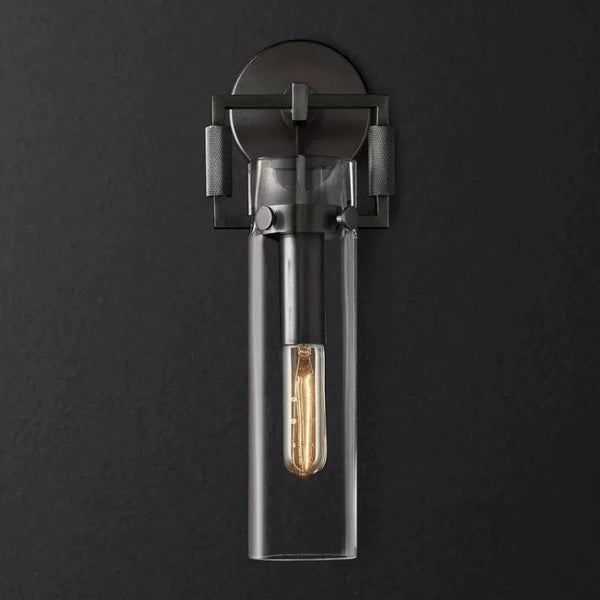 Mechanic Glass Cylinder Bedroom Wall Sconce 9''