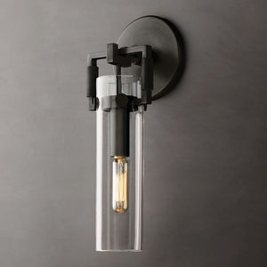 Mechanic Glass Cylinder Bedroom Wall Sconce 9''