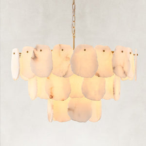 Mira Alabaster Multi-Tier Round Chandelier 32"D