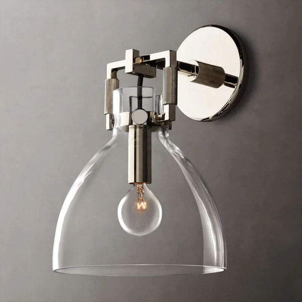 Mechanic Glass Bedroom Cloche Sconce 8''