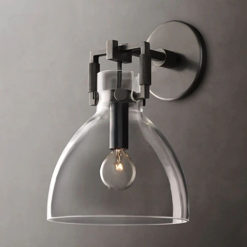 Mechanic Glass Bedroom Cloche Sconce 8''