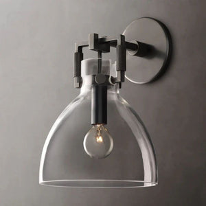 Mechanic Glass Bedroom Cloche Sconce 8''