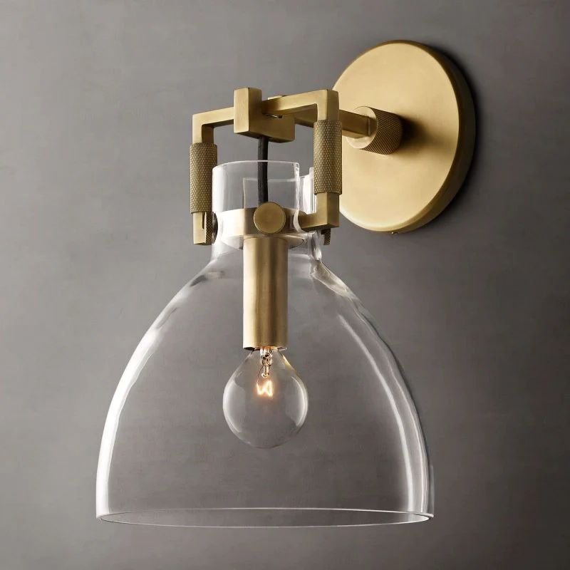 Mechanic Glass Bedroom Cloche Sconce 8''