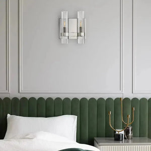 Raveller Glass Double Wall Sconce – Art Deco Brass Fixture