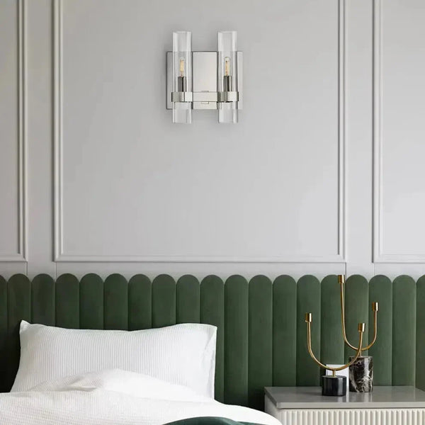 Raveller Glass Double Wall Sconce – Art Deco Brass Fixture