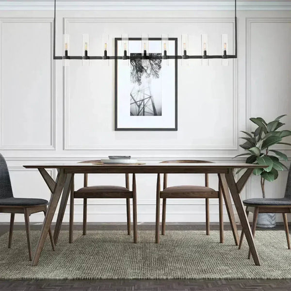 Ravelle 59-Inch Linear Glass Shade Chandelier for Dining Room