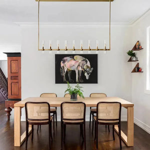 Ravelle 59-Inch Linear Glass Shade Chandelier for Dining Room