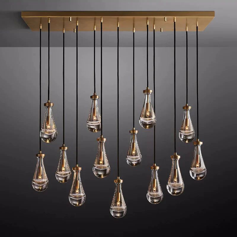 Raindrop Rectangular Dining Room Chandelier 54"
