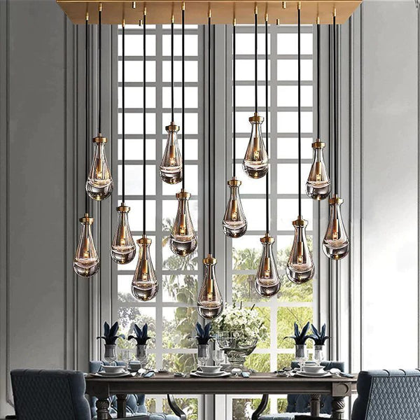 Raindrop Rectangular Dining Room Chandelier 54"
