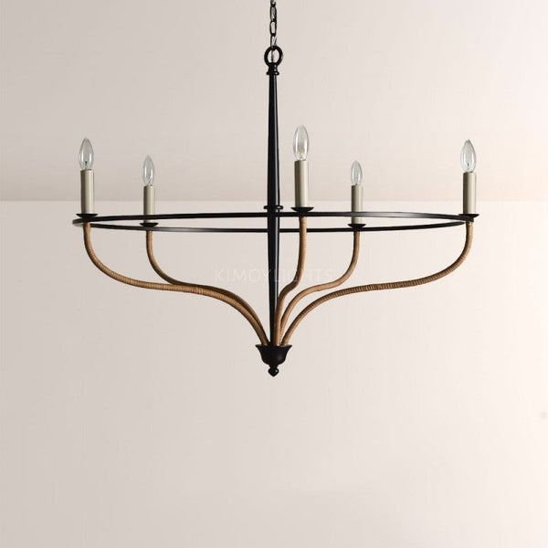 Roselind Rattan Chandelier in Black