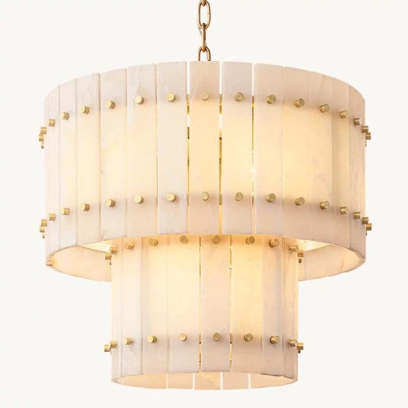 Sanma Alabaster Round Tiered Chandelier 22"