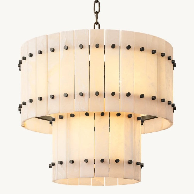 Sanma Alabaster Round Tiered Chandelier 22"