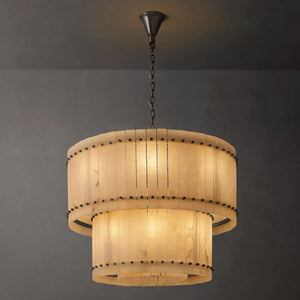 Sanma Alabaster Round Tiered Chandelier 37"