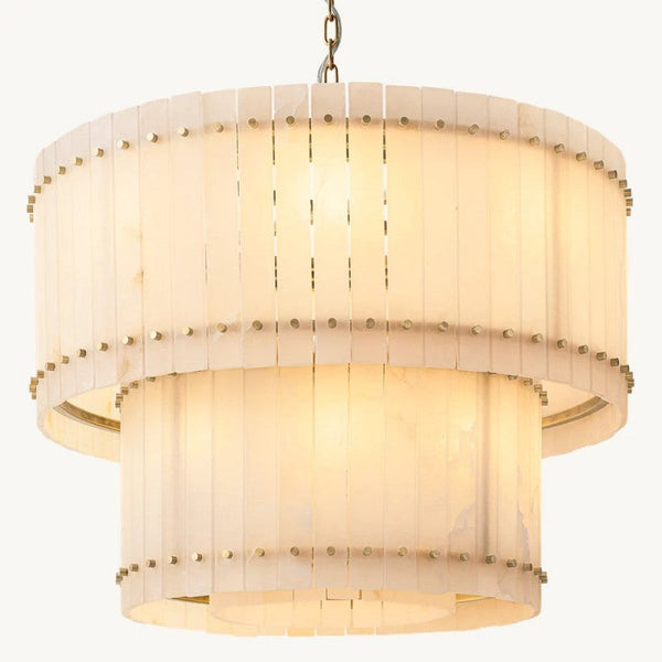 Sanma Alabaster Round Tiered Chandelier 37"