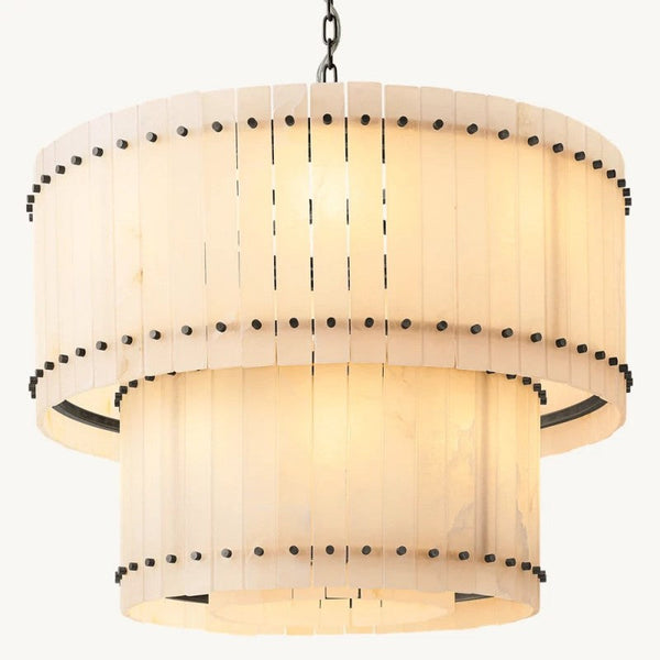 Sanma Alabaster Round Tiered Chandelier 37"