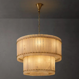 Sanma Alabaster Round Tiered Chandelier 37"