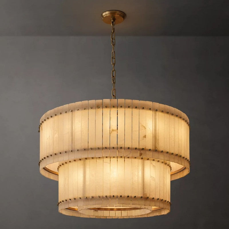 Sanma Alabaster Round Tiered Chandelier 48"