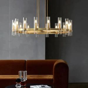 Lavelle 36-inch Round Blown Glass Chandelier with Brass Frame