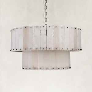 Solara Alabaster 2-Tier Round Chandelier 32"