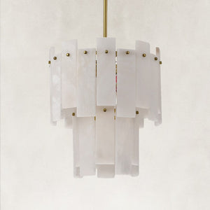 Solara Alabaster 2-Tier Round Pendant 13"