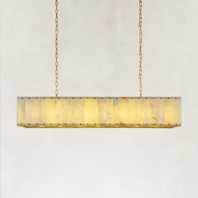 Solara Alabaster Rectangular Chandelier 55"